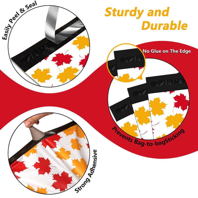Vapulcio Poly Mailers 10x13 Inch 100 Pcs - Maple Leaf printed Shipping Bags, 2.4mil Thickness, Waterproof and Tear Resistant Mailing Envelopes, Self-Sealing Packaging Bags for Small Business - Image 3